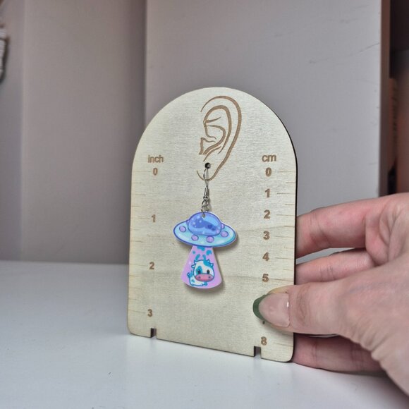Jewelry - Pink Cow Abduction UFO Earrings